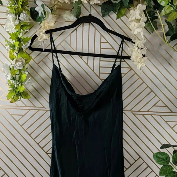 Zara Women's Emerald Green Cowl Neck Slip Midi Dress Sleeveless Size large - Picture 2 of 12